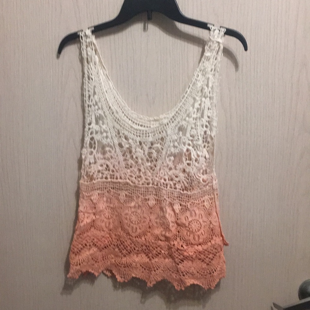 Coral crochet tank
